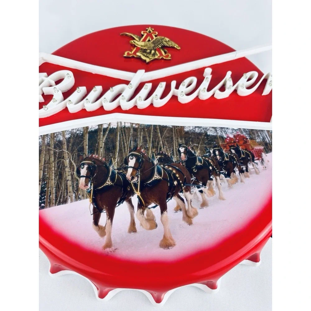 Vintage Budweiser Beer Clydesdale Anheuser Busch Bar Light Sign Man Cave Cap